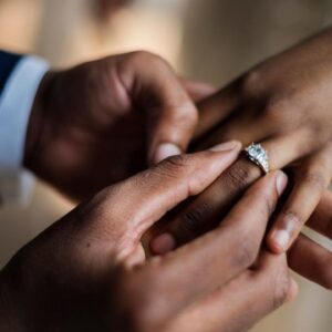 Groom Put on Wedding Ring Bride Hand